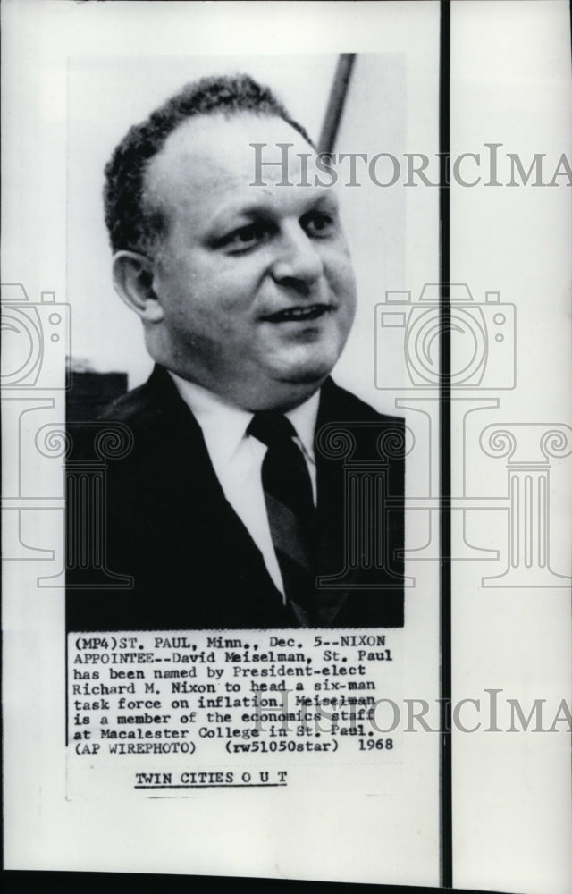 1968 Press Photo David Meiselman will head task force on inflation - spw06689-Historic Images