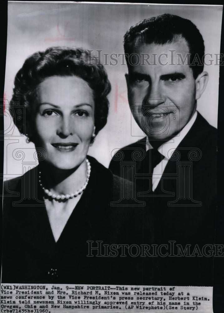 1960 Press Photo Portrait of Vice President and Mrs. Richard M. Nixon - Historic Images