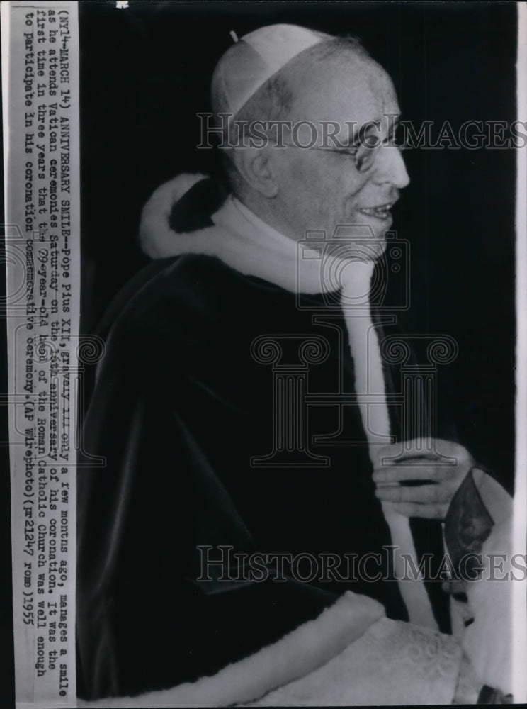 1955 Press Photo Pope Pius XII celebrates 16th anniversary of coronation - Historic Images