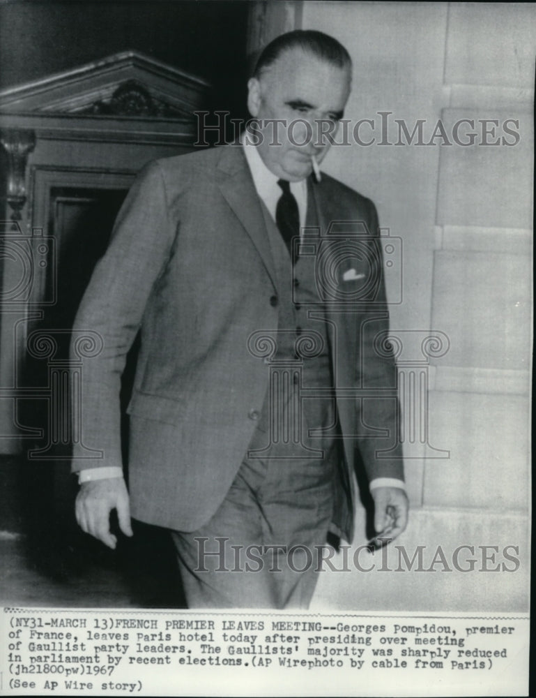 1967 Georges Pompidou, President of France, leaves meeting - Historic Images