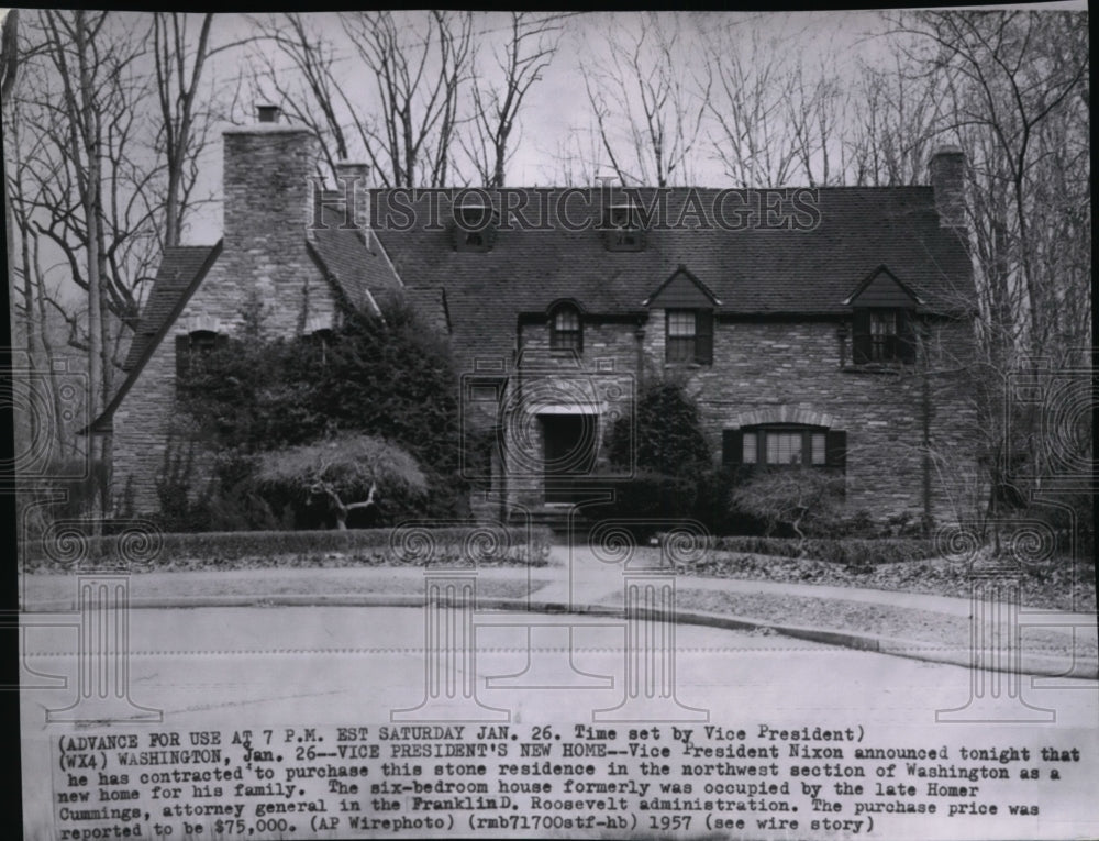 1957 Press Photo Vice President Nixon&#39;s new home in Washington - Historic Images