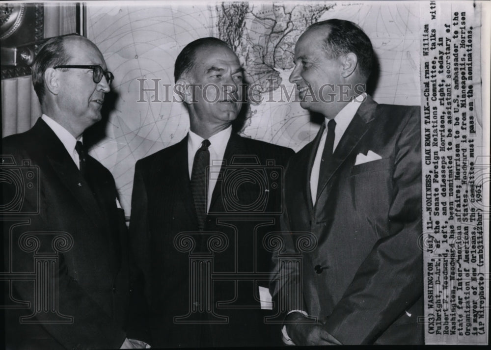 1961 Chairman William Fulbright with deLesseps Morrison - Historic Images