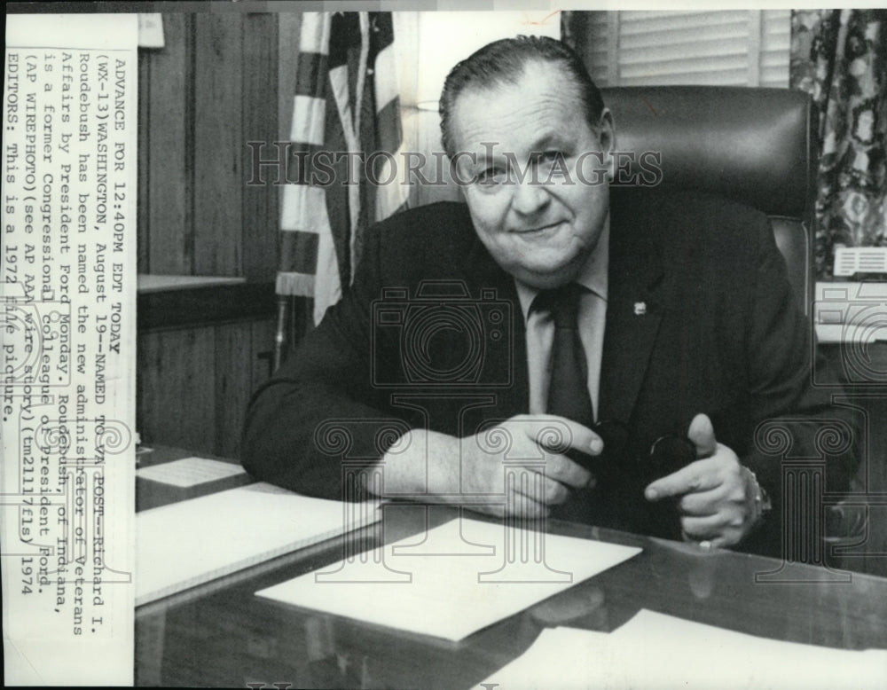 1972 Press Photo New administrator of Veterans Affairs Richard Roudebush. - Historic Images