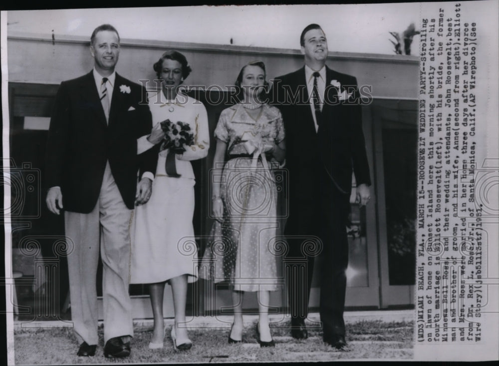 1951 Elliott Roosevelt with new bride Minnewa, and John Roosevelt - Historic Images