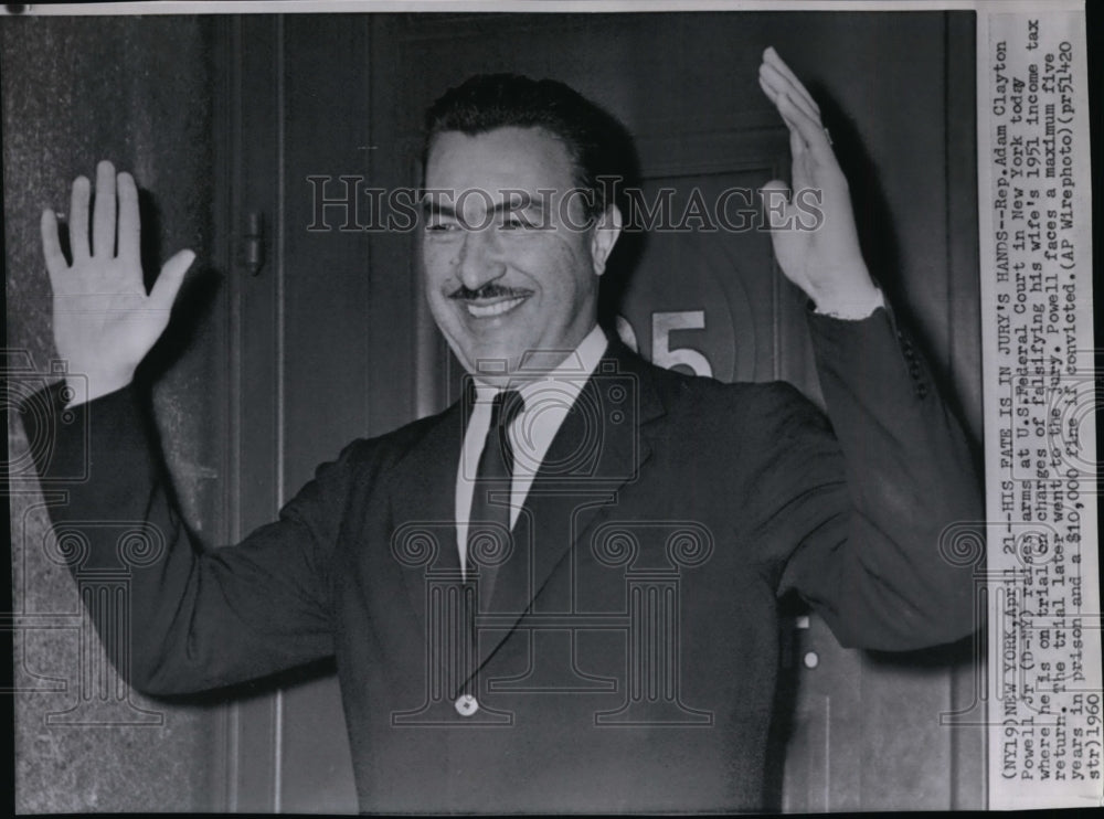 1960 Rep. Adam Clayton Powell, Jr on trial for falsifying taxes - Historic Images