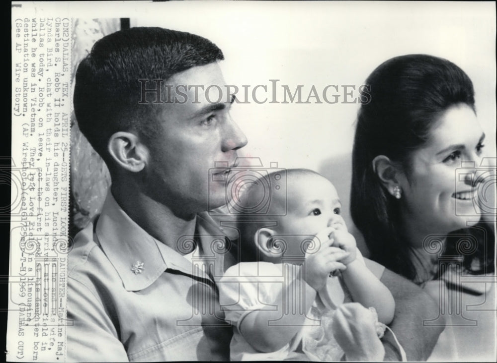 1969 Charles Robb with wife Linda Bird and daughter Lucinda - Historic Images