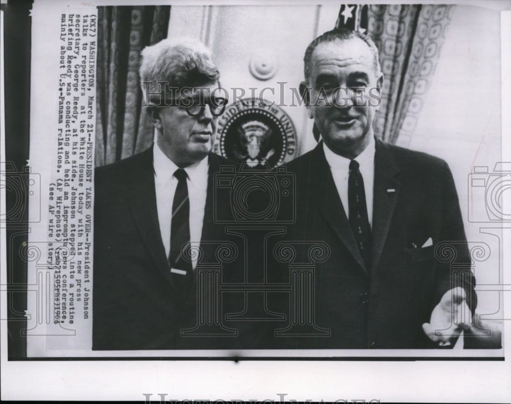 1964 Press Photo President Johnson and Press Secretary George Reedy - spw07425-Historic Images