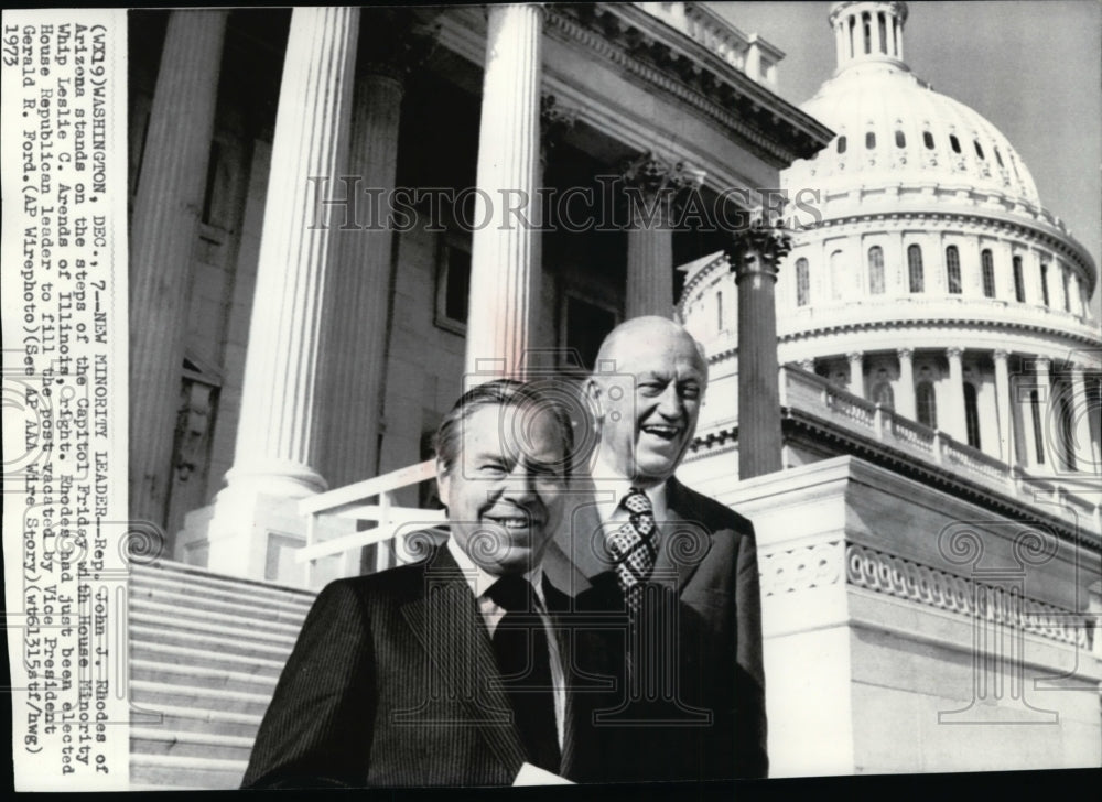 1973 Press Photo New Minority Leader Rep. John Rhodes and Rep. Leslie C. Arends - Historic Images