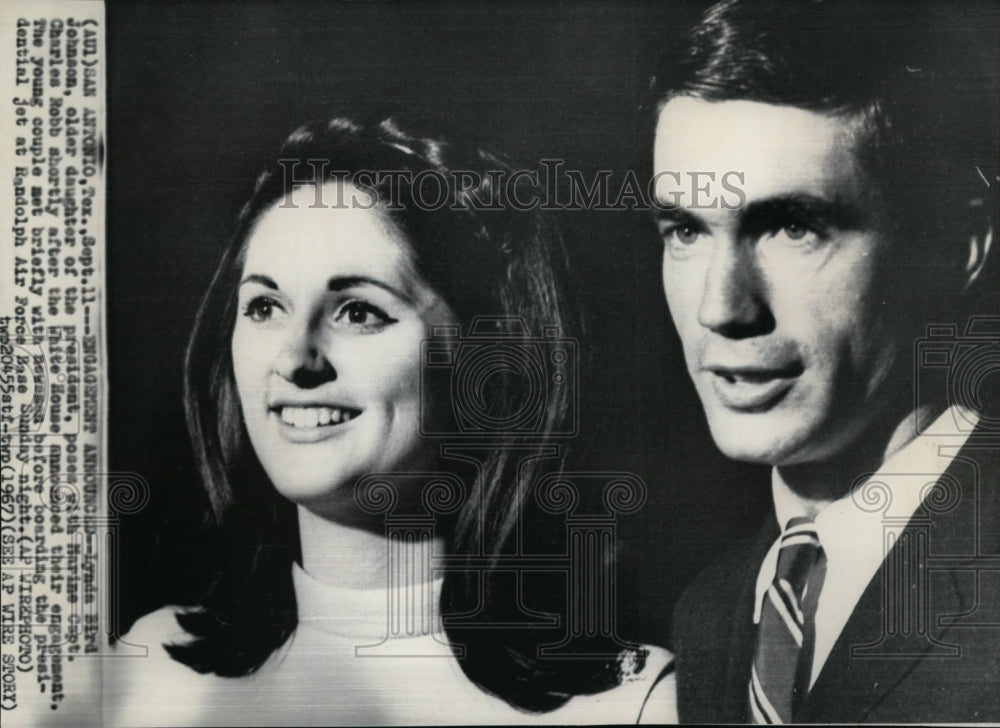 1967 Lynda Byrd Johnson with fiancee Captain Charles Robb - Historic Images