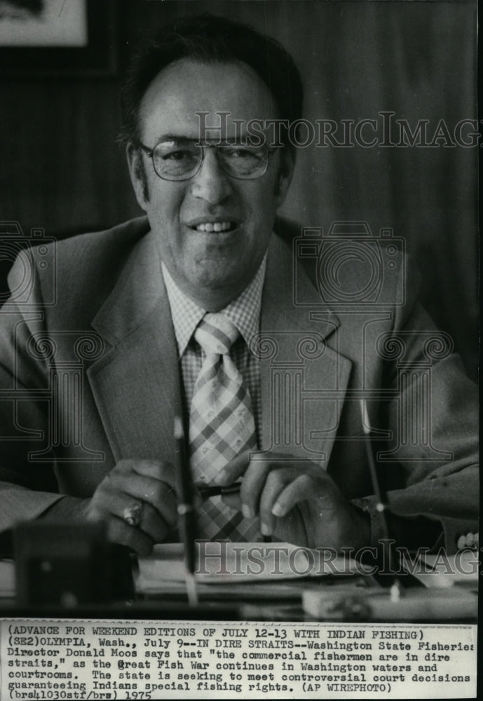 1975 Washington Fisheries Director Donald Moos reacts to Fish War - Historic Images