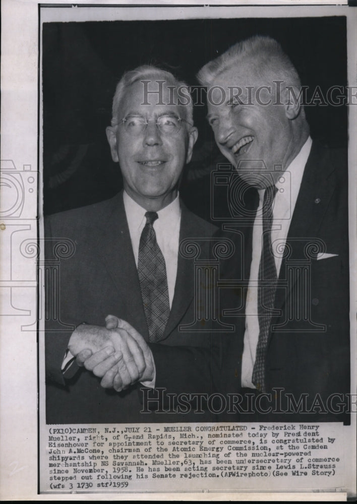 1959 Press Photo Frederick Henry Mueller nominated to secretary of commerce - Historic Images