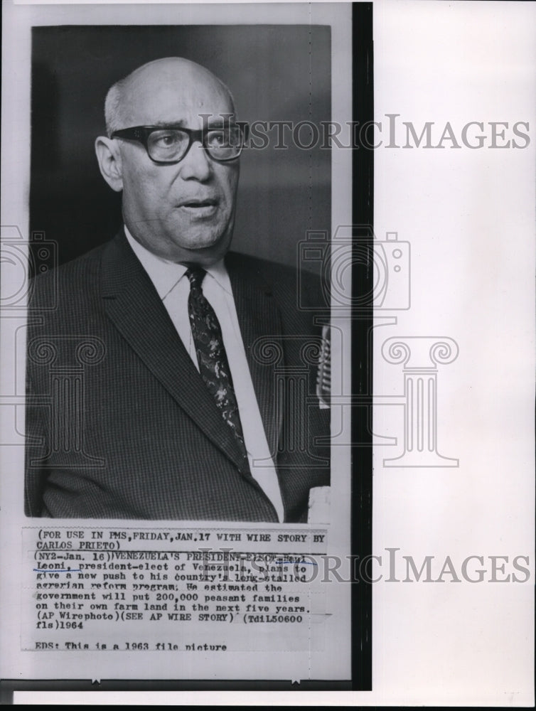 1964 President Elect of Venezuela Raul Leoni. - Historic Images