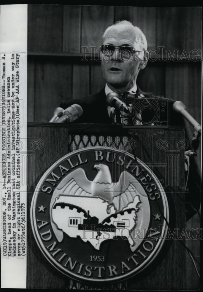 1973 Press Photo Head of the small business administration, Thomas Kleppe.-Historic Images