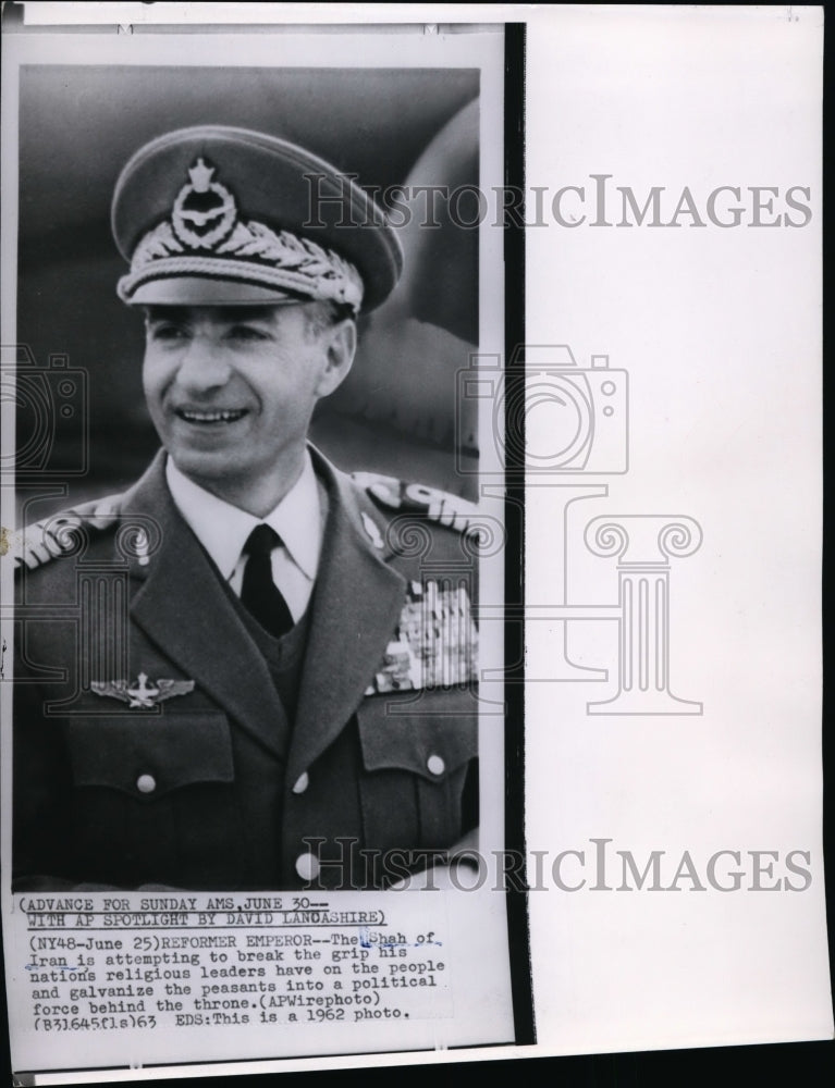 1962 Press Photo The Shah of Iran - Historic Images