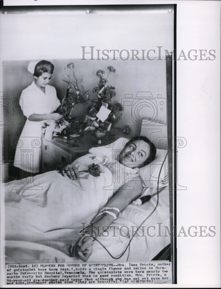 1963 Press Photo Mrs. Inez Prieto in Maracaibo University Hospital, Venezuela - Historic Images