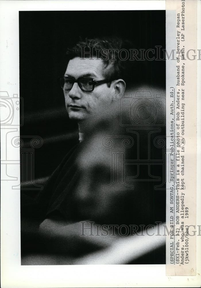 1992 Press Photo Bob Anders who allegedly kept chained his wife Beverly Ragan - Historic Images