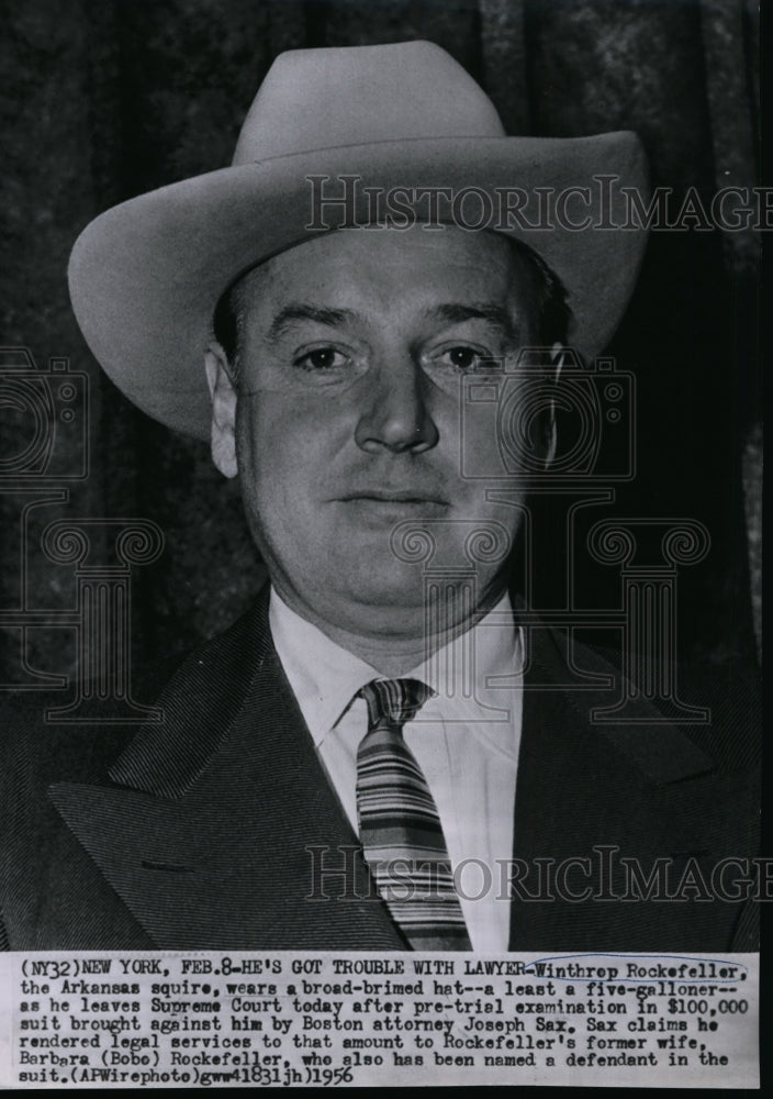 1956 Press Photo Winthrop Rockefeller-being sued by his lawyer for non-payment - Historic Images