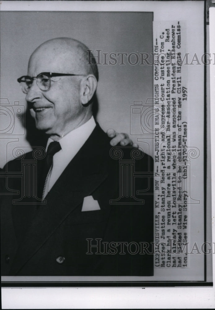 1957 Press Photo Retired Justice Stanley Reed at Bar Association meeting - Historic Images