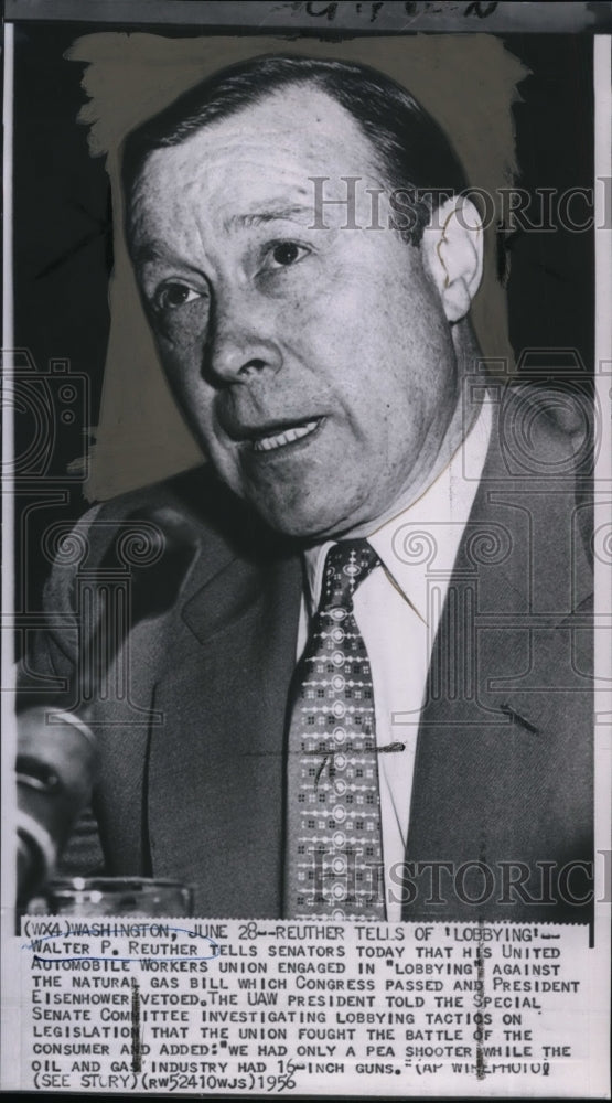 1956 Walter Reuther of UAW speaking to the Senate in Washington - Historic Images