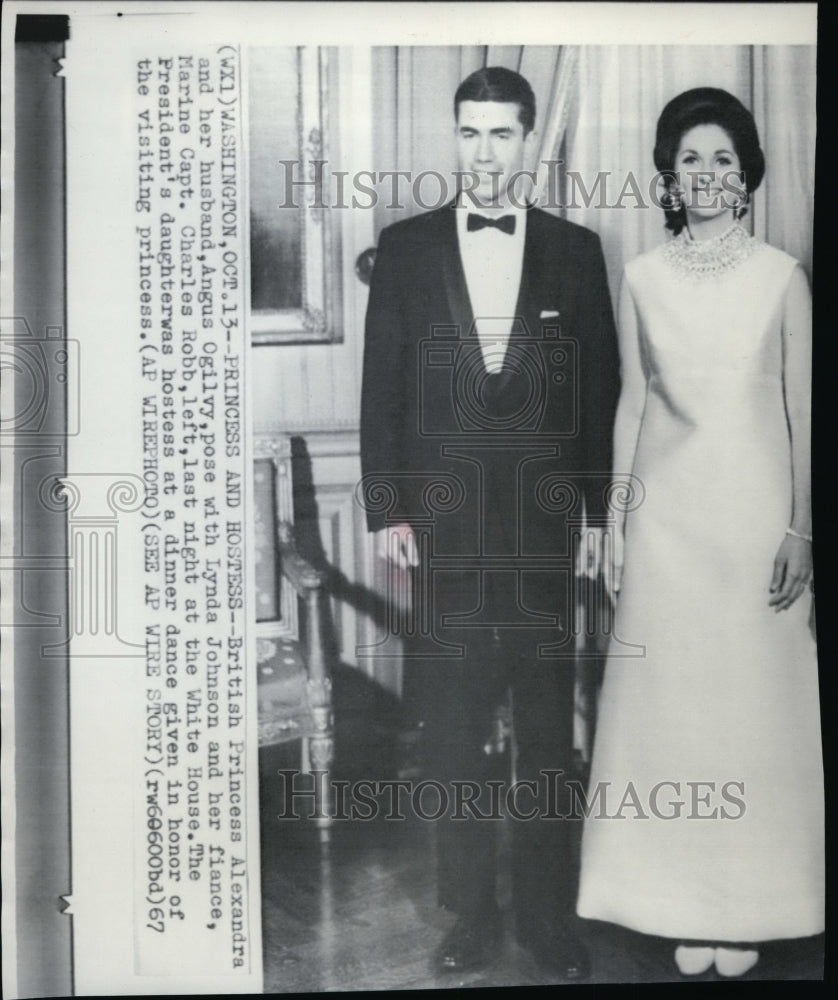 1967 Press Photo Lynda Johnson &amp; fiance Capt. Charles Robb in White House-Historic Images