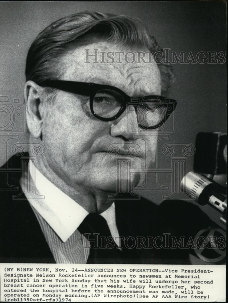 1974 Vice President designate Nelson Rockefeller talks with newsmen. - Historic Images