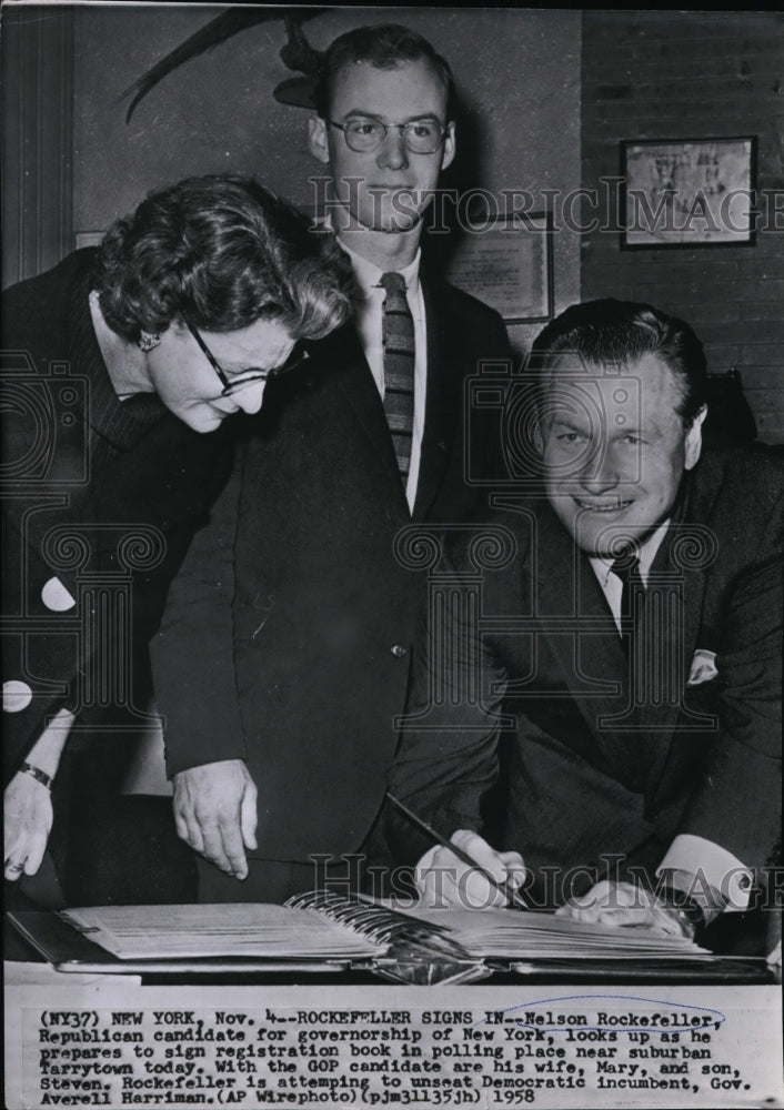 1958 Nelson Rockefeller, Republican candidate for Governor voting. - Historic Images