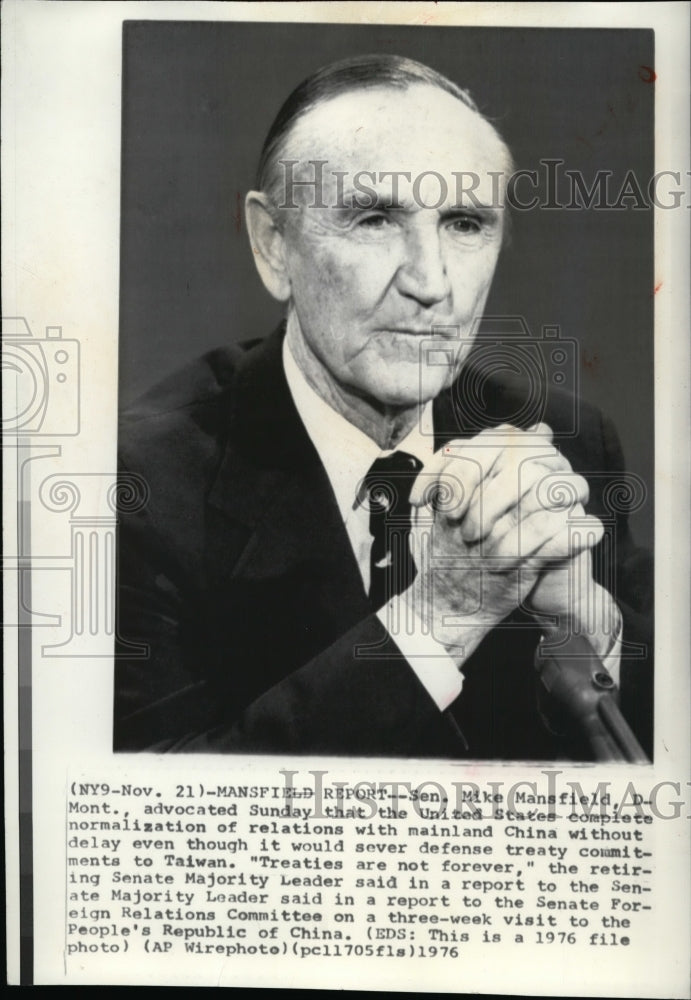 1976 Press Photo Senator Mike Mansfield, D- Mont. - spw08276-Historic Images