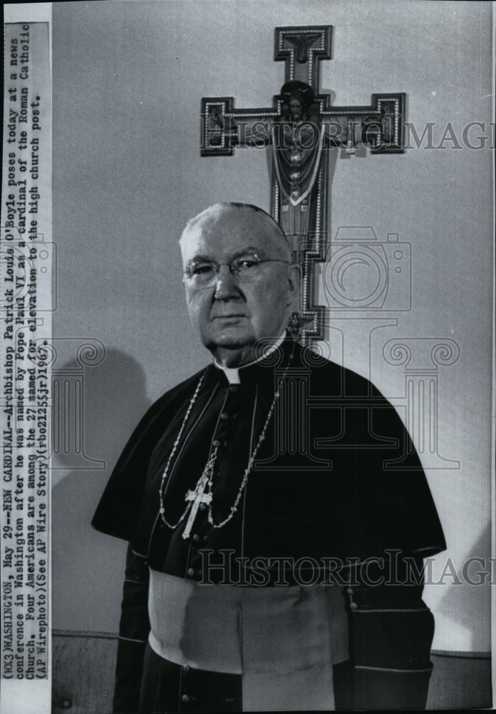 1967 Press Photo Archbishop Patrick Louis O&#39;Boyle appointed as the new Cardinal - Historic Images