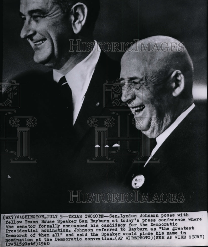 1960 Press Photo Lyndon Johnson and House Speaker Sam Rayburn in a conference - Historic Images