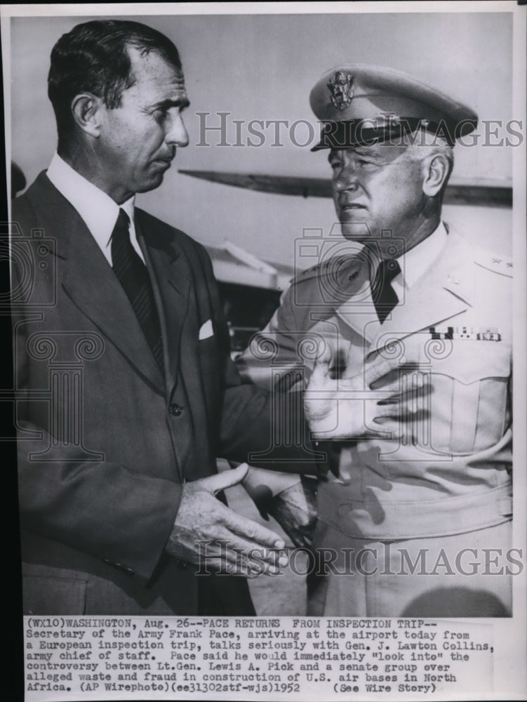 1952 Secretary of the Army Frank Pace talking with General Collins-Historic Images