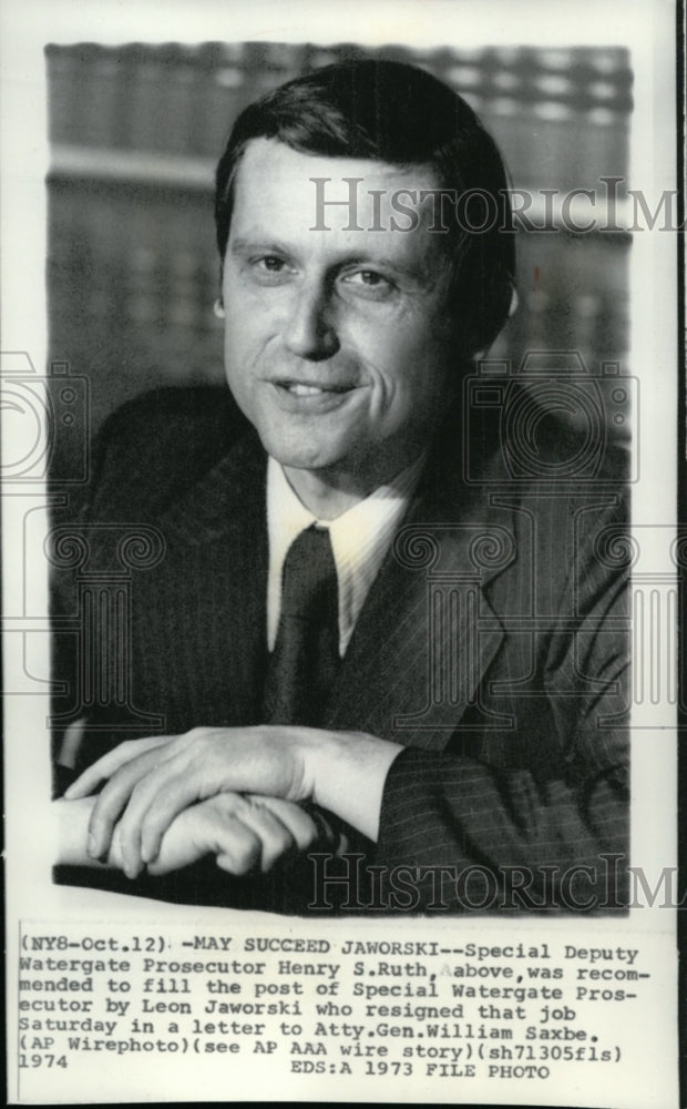 1973 Press Photo Watergate Prosecutor Henry Ruth to succeed Leon Jaworski - Historic Images