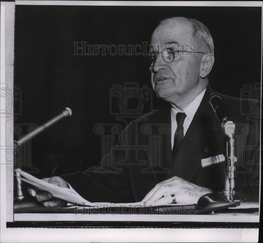 1955 Harry Truman during his speech - Historic Images