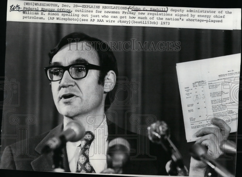 1973 Press Photo John Sawhill deputy administrator of the Federal Energy.-Historic Images