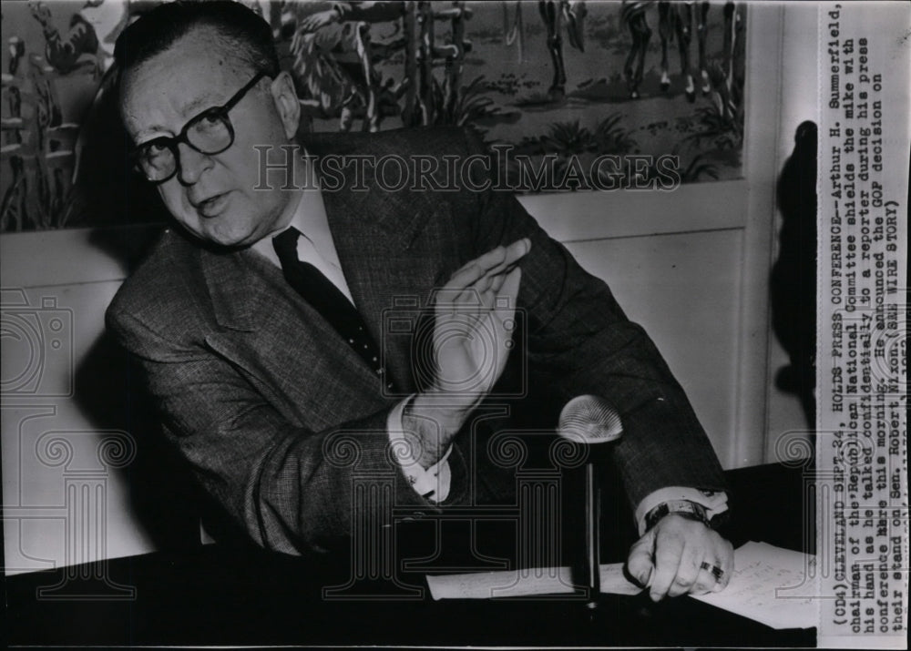 1952 Press Photo Arthur Summerfield Chairman of Republican National committee.-Historic Images