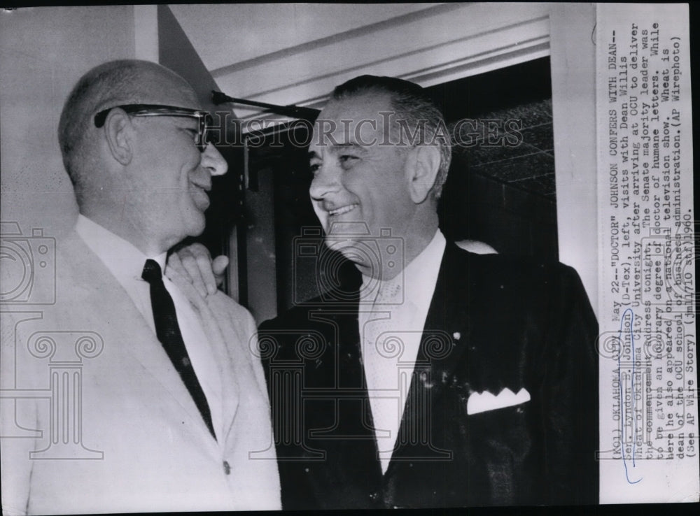 1960 Senator Lyndon Johnson with Dean Willis Wheat at the campus - Historic Images