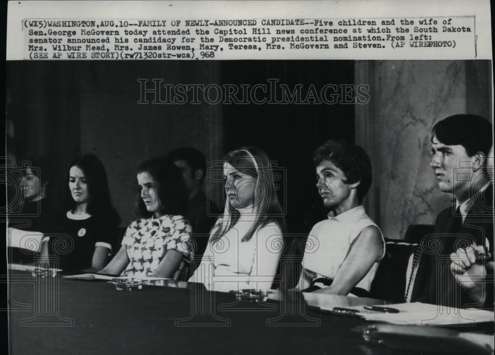 1968 Press Photo Wife and children of Senator George McGovern in Capitol Hill - Historic Images