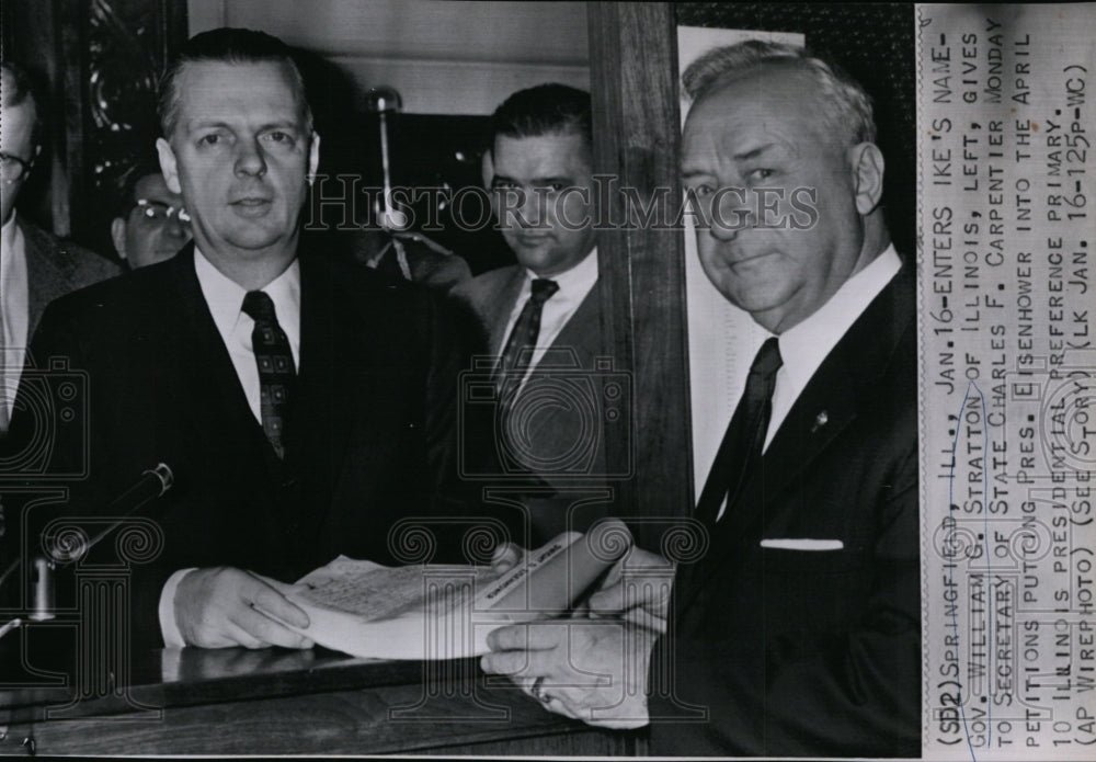 1956 Gov. William G. Stratton & Secretary of State Charles Capentier-Historic Images