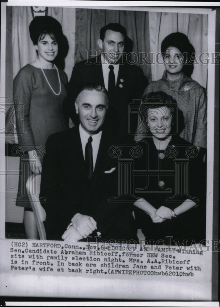 1962 Press Photo Senator Candidate Abraham Ribicoff, and his Family. - Historic Images