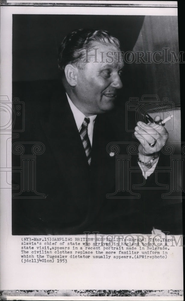 1953 Press Photo Yugoslavia&#39;s chief of state Marshal Tito shown in England-Historic Images