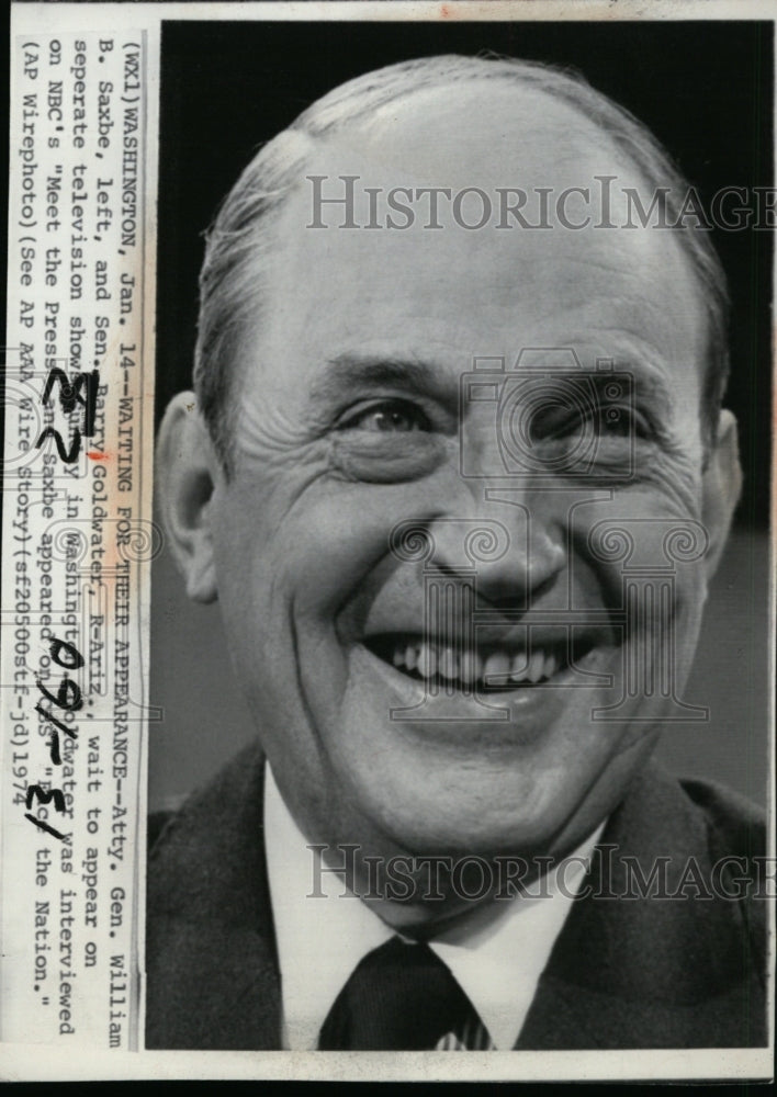 1974 Press Photo Attorney General William Saxbe appears on Face the Nation- Historic Images