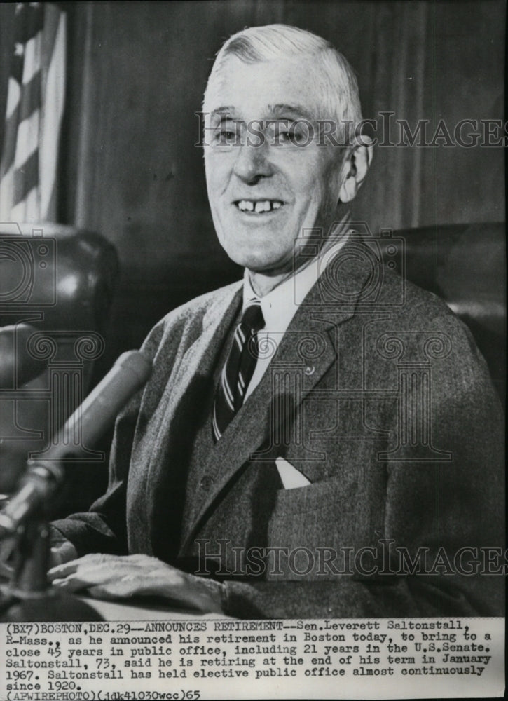 1965 Press Photo Sen. Leverett Saltonstall, Republican-Massachusetts.- Historic Images