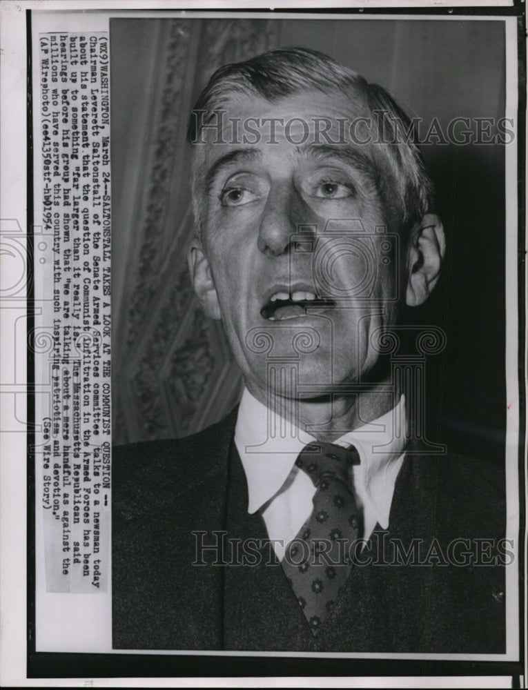 1954 Chaiman of Senate Armed Forces Committee Leverett Saltonstall. - Historic Images