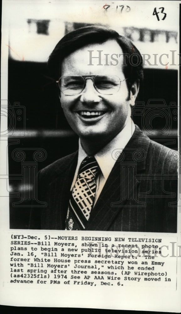 1974 Former press secretary Bill Moyers shifts to public television - Historic Images