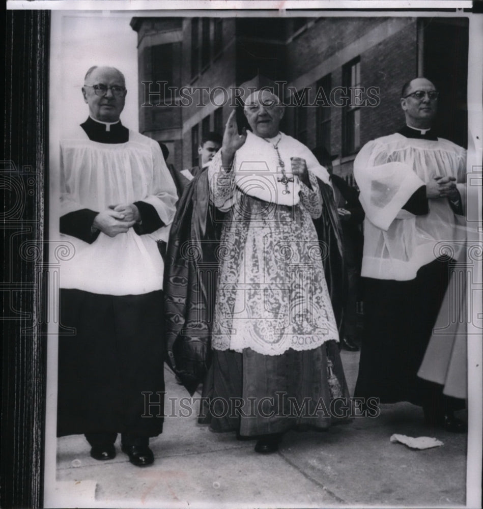 1958 Samuel Cardinal Stritch leads the procession to Holy Cross - Historic Images