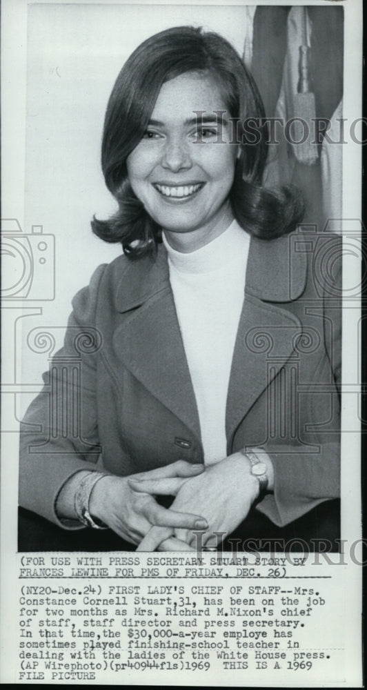 1969 Press Photo Mrs. Constance Cornell Stuart as Mrs. Nixon&#39;s chief of staff - Historic Images