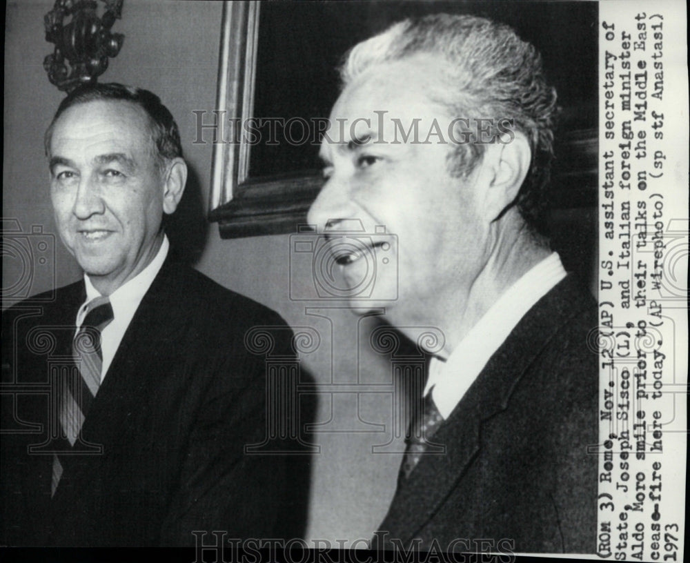 1973 Press Photo US Assistant Secretary of State Jospeh Sisco &amp; Italian Minister - Historic Images