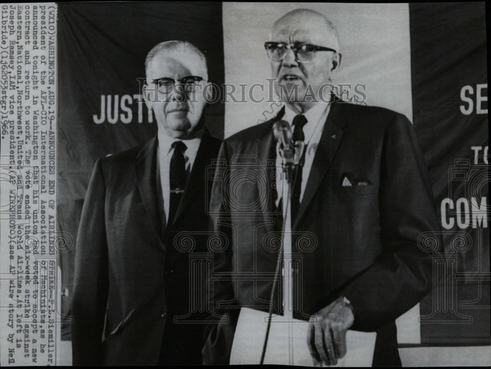 1966 Press Photo President of the AFL-CIO International Associated of Machinists - Historic Images