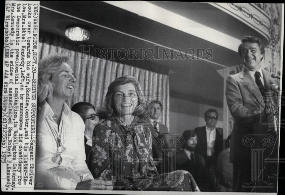 1975 Sargent Shriver announces candidacy for Presidential nomination - Historic Images