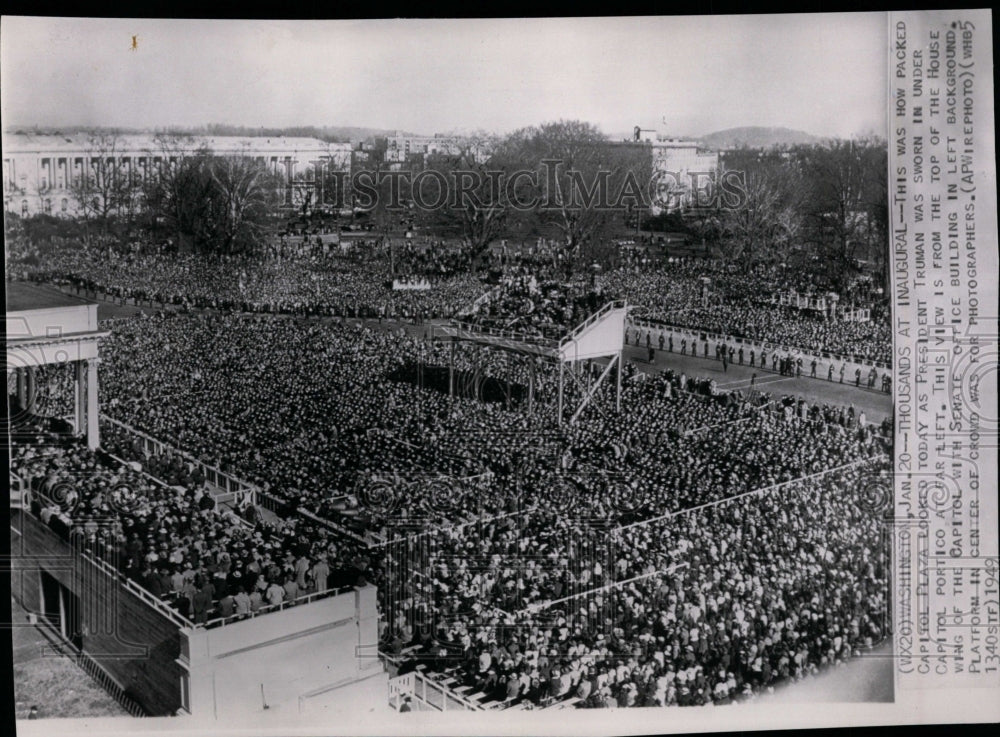 1949 Press Photo The crowds at Capitol Plaza to see President Truman sworn in - Historic Images