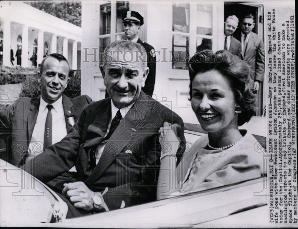 1961 Vice President Lyndon Johnson with Astronaut Alan Shepard - Historic Images